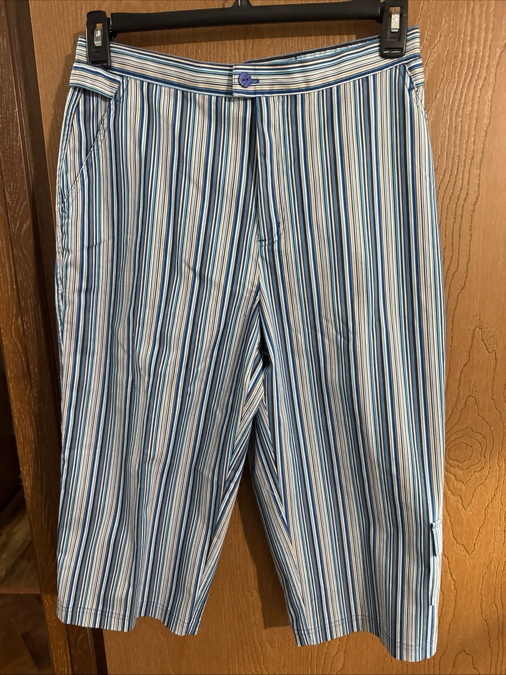 Napa Valley Blue Striped Cropped Pants Capri Size 10